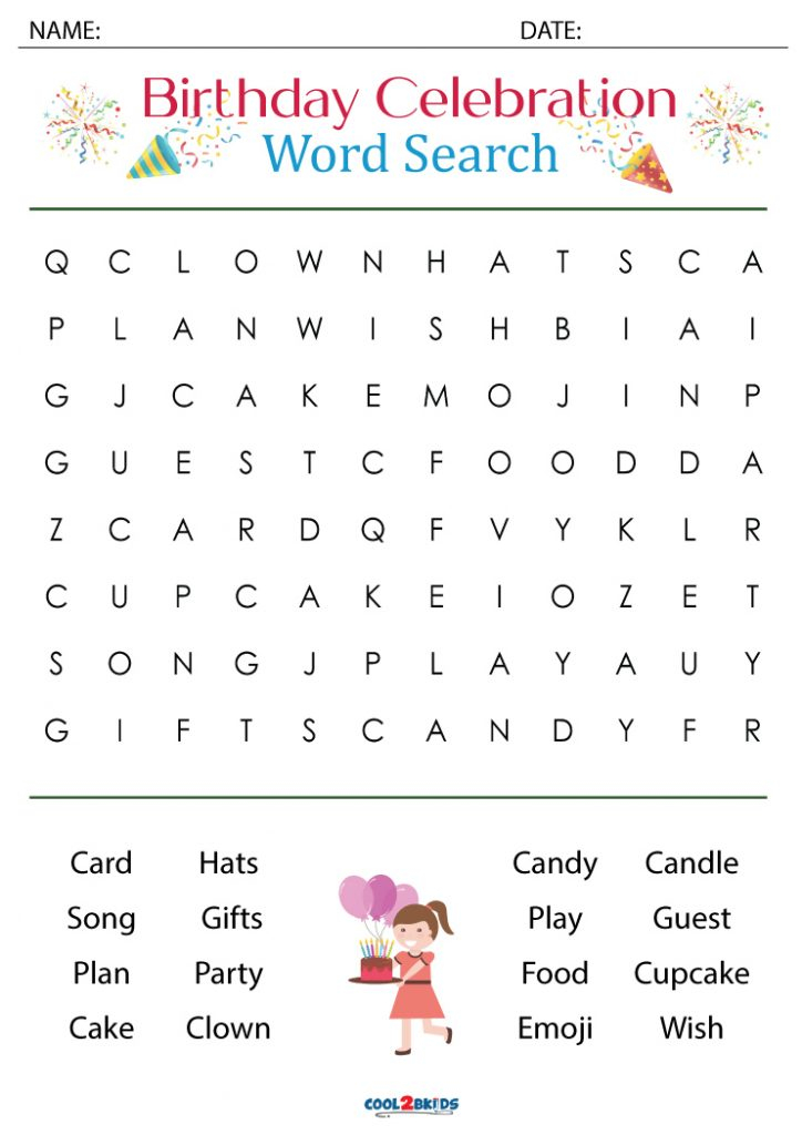 Printable Birthday Word Search Cool2bKids