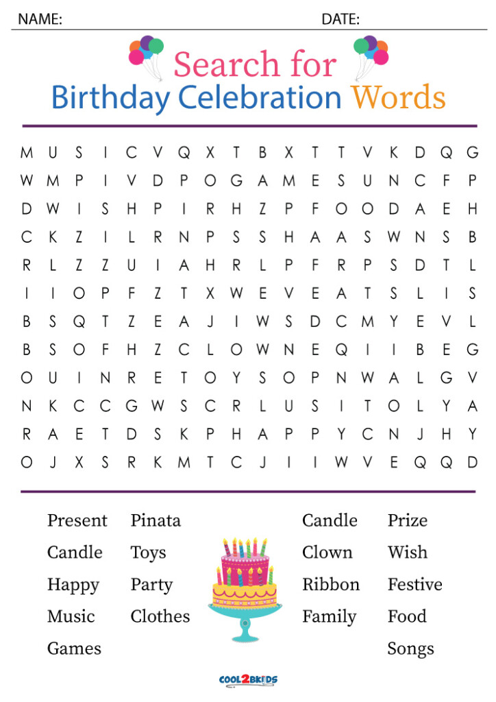 Printable Birthday Word Search Cool2bKids