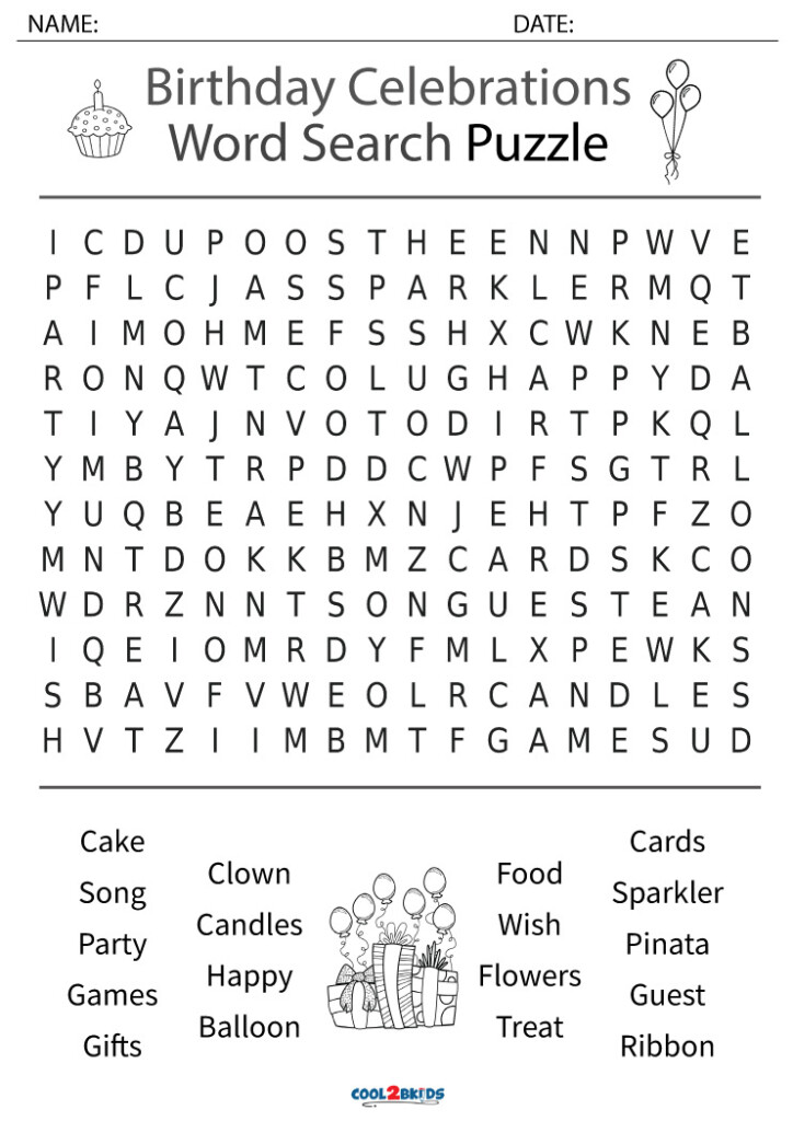 Printable Birthday Word Search Cool2bKids