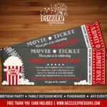 Printable Chalkboard Movie Night Ticket Birthday Invitation Event