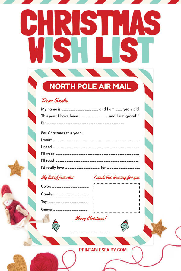 Printable Secret Santa Wish List Template FreePrintable.me
