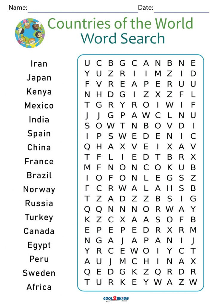 Printable Countries Word Search Cool2bKids FreePrintable me