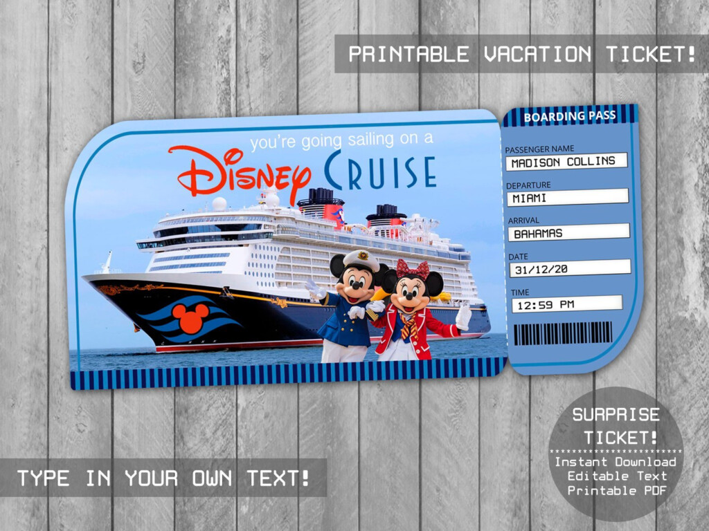 Printable Cruise Surprise Trip Ticket By HolidayPartyStar On Zibbet