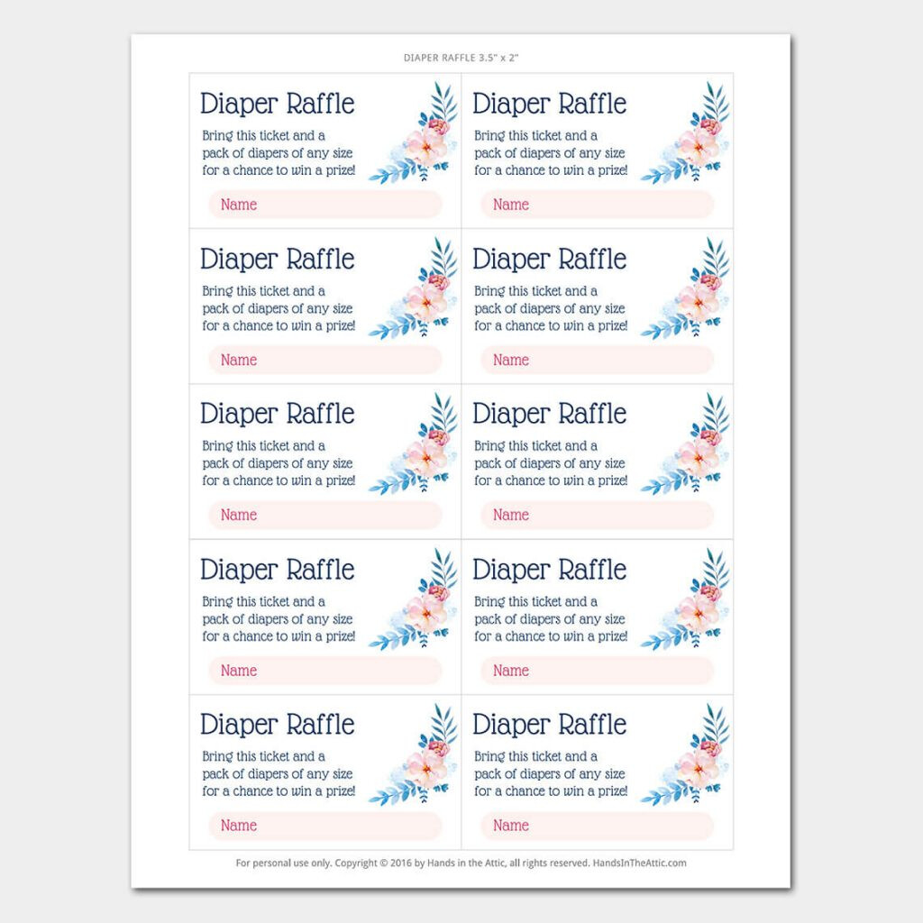 Printable Diaper Raffle Baby Shower Invitation Insert