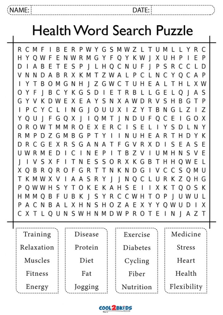 Printable Health Word Search Cool2bKids