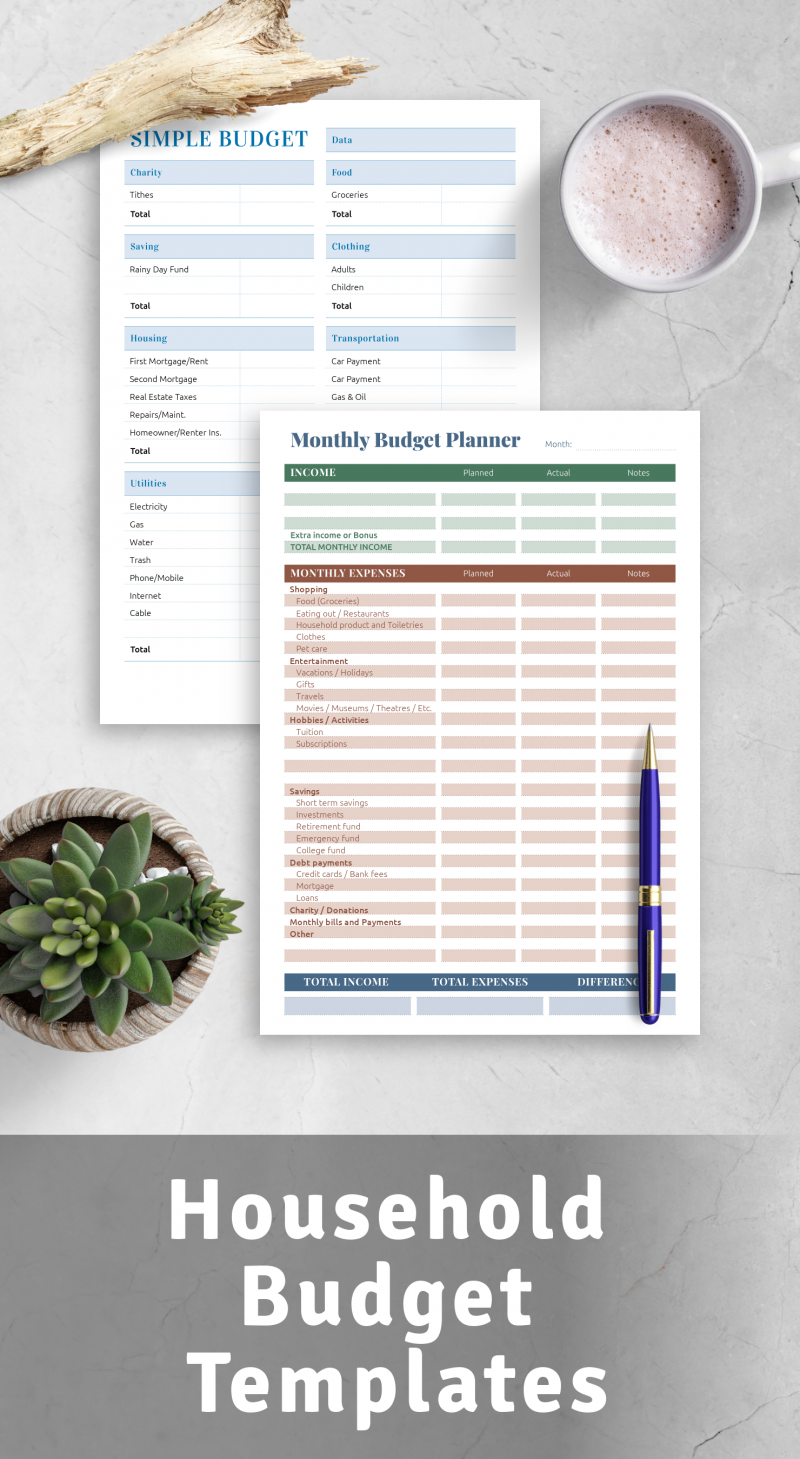 Printable Household Budget Templates Download PDF