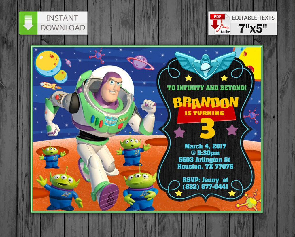 Printable Invitation Buzz Lightyear In PDF With Editable Etsy