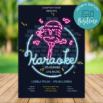 Printable Karaoke Night Party Invitation Instant Download Bobotemp