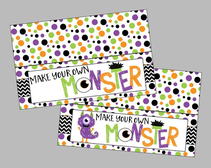 Printable Make Your Own Monster Bag Topper For Monster Etsy Make 