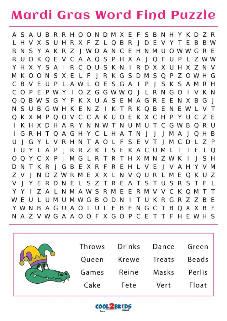 Printable Mardi Gras Word Search Cool2bKids