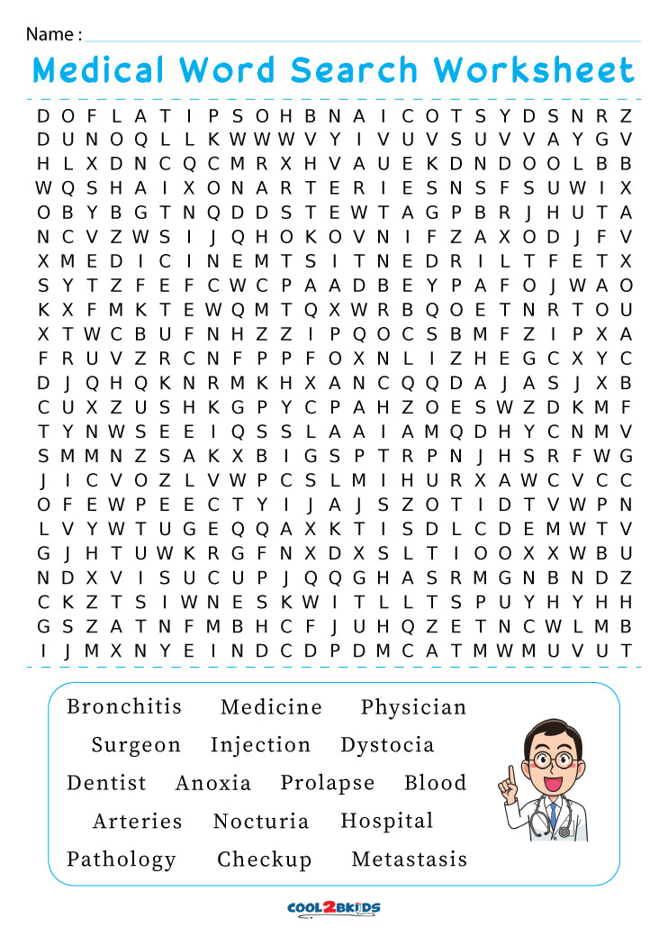 Printable Medical Word Search Cool2bKids