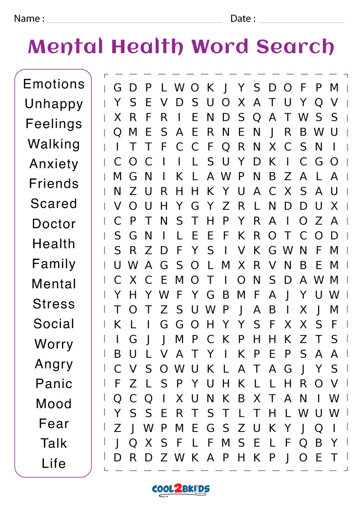 Cool2bkids Mental Health Word Search Answers