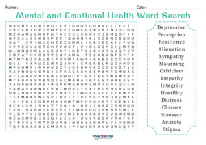 Printable Mental Health Word Search Cool2bKids - FreePrintable.me