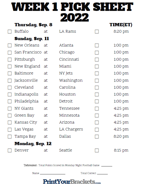 Nfl Schedule Printable Pdf 2023 FreePrintable me