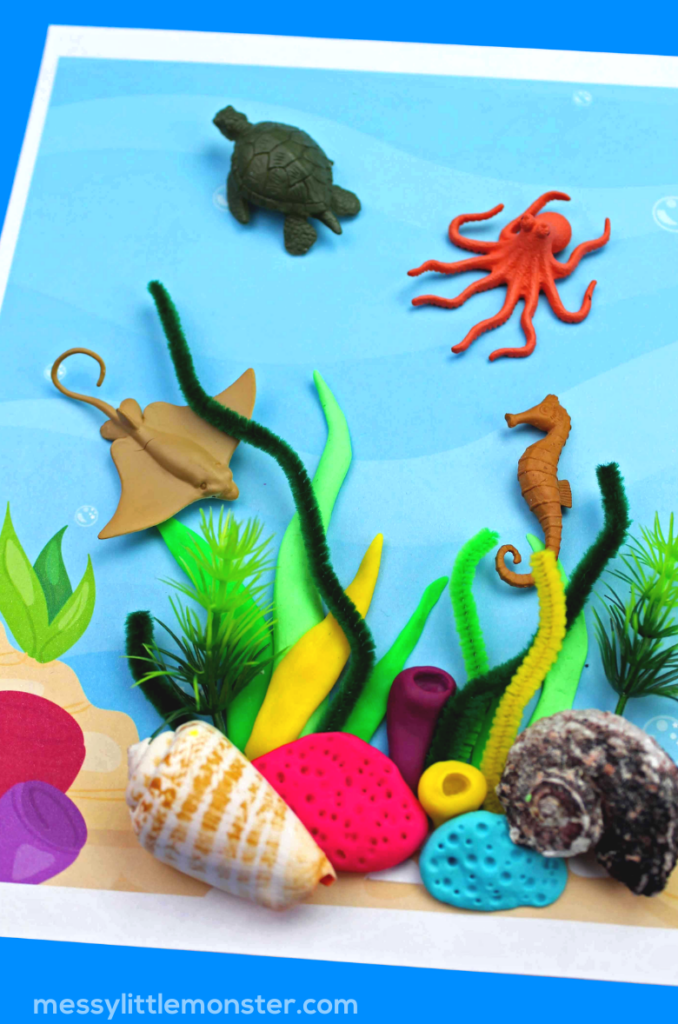 Printable Ocean Playdough Mat Activity Messy Little Monster