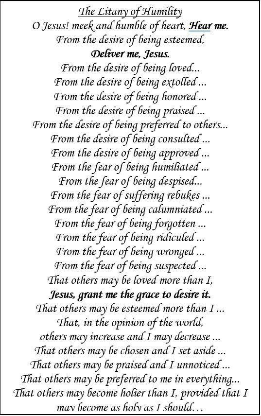 Printable Pdf Litany Of Humility Google Search Litany Of Humility 