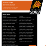 Printable Phoenix Suns Schedule For 2020 21 TV Schedule Updated