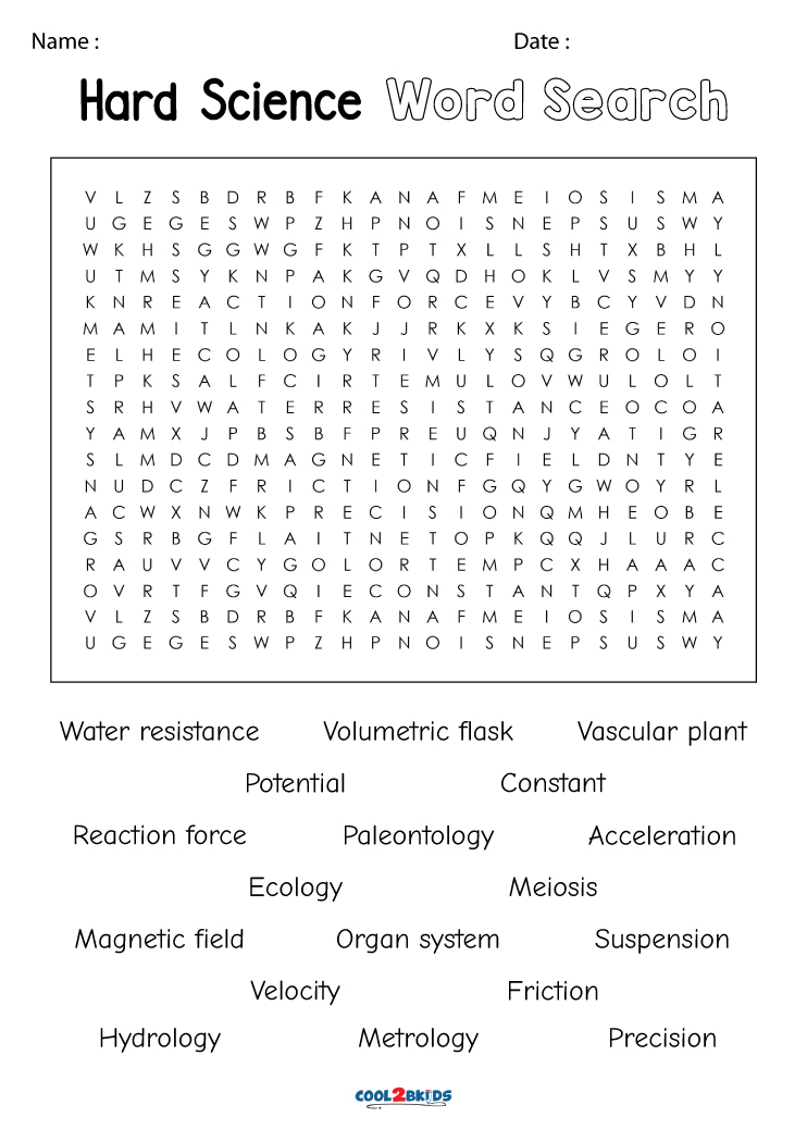 Printable Science Word Search Cool2bKids