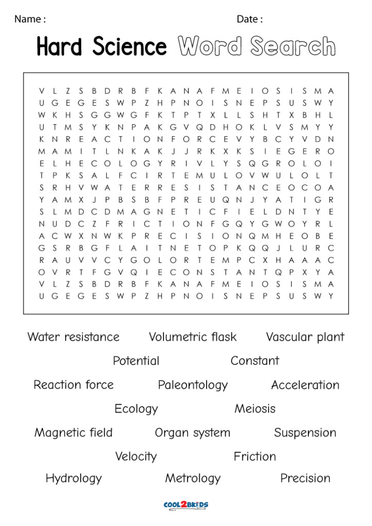 Printable Science Word Search Cool2bKids