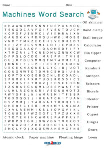 Printable Simple Machines Word Search Cool2bKids - FreePrintable.me