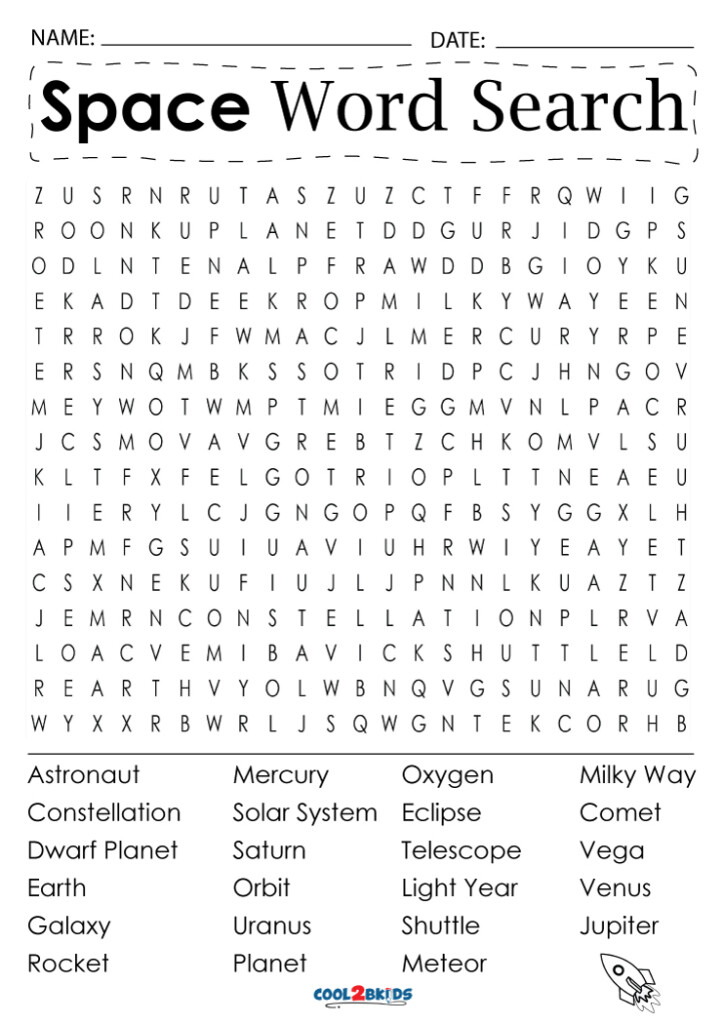 Printable Space Word Search Cool2bKids