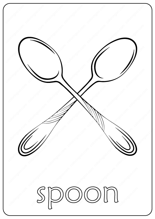Printable Spoon Coloring Page Book PDF