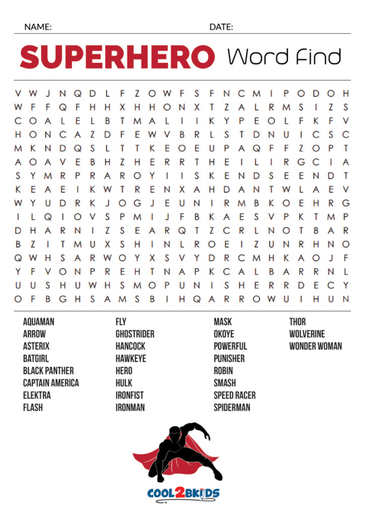 Printable Superhero Word Search Cool2bKids