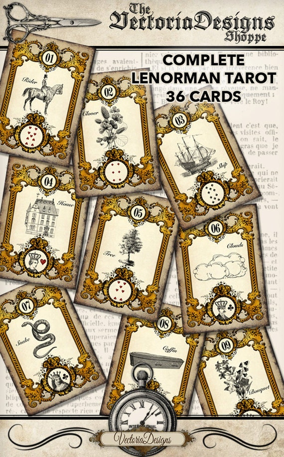 Printable Tarot Cards Mlle Lenormand Full Set Complete Diy