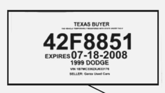 Printable Texas Temporary License Plate Template Tlpetersen