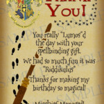 Printable Thank You Card Harry Potter Inspired With Hogwarts Crest