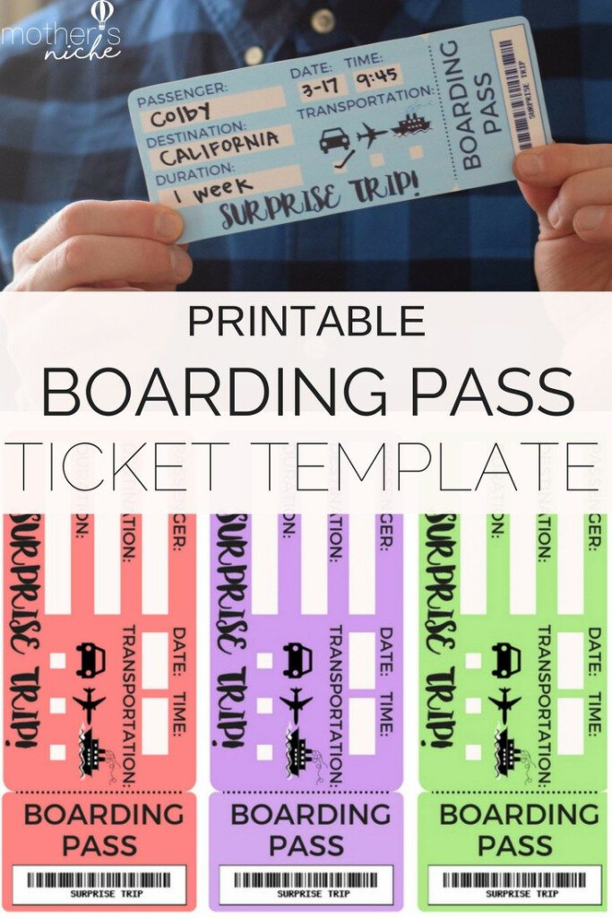 Printable Tickets Template Boarding Passes For Surprise Vacation 