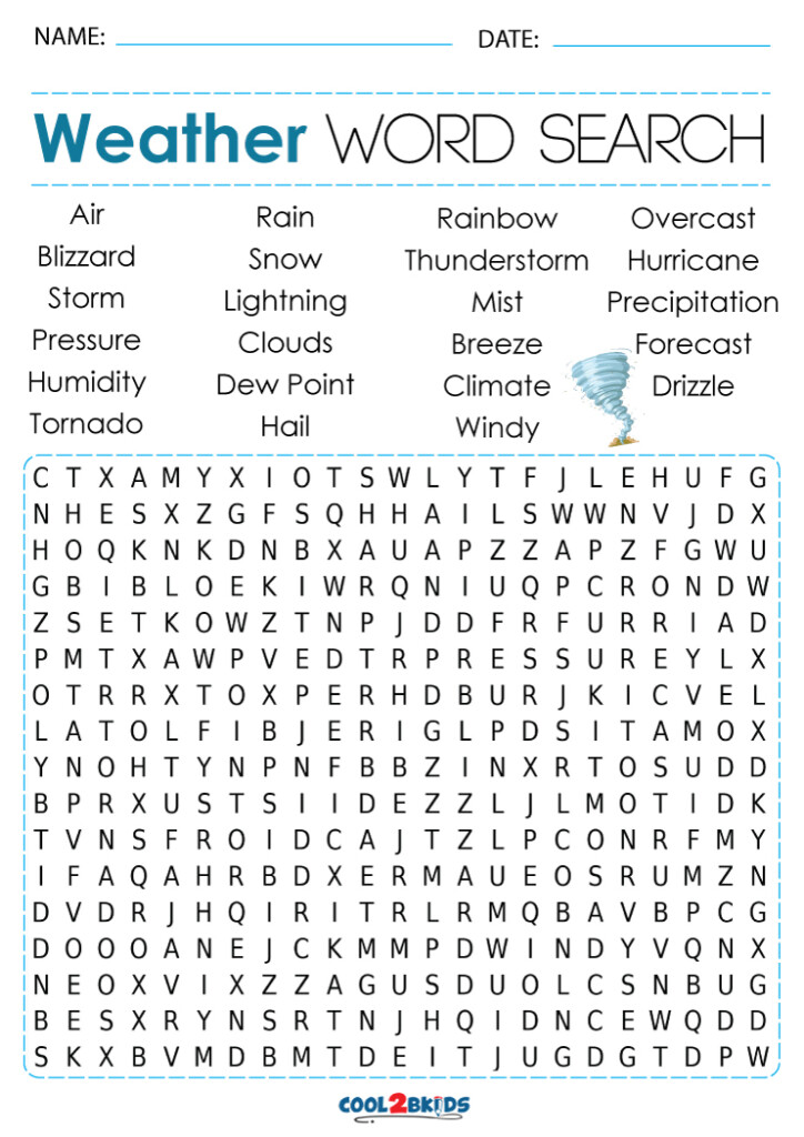 Printable Weather Word Search Cool2bKids