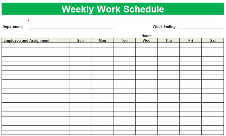 Printable Weekly Work Schedule Template Weekly Schedule Template