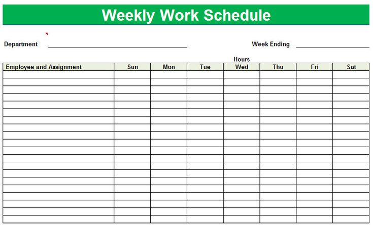 Printable Weekly Work Schedule Template Weekly Schedule Template 