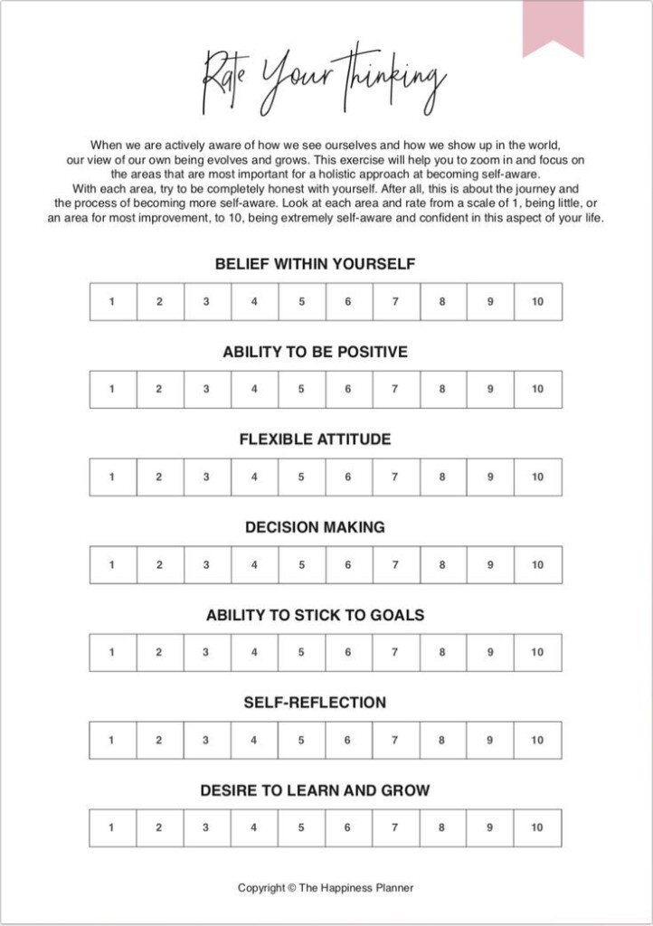 Printables SelfAwareness Therapy Worksheets Life Coaching Tools Self