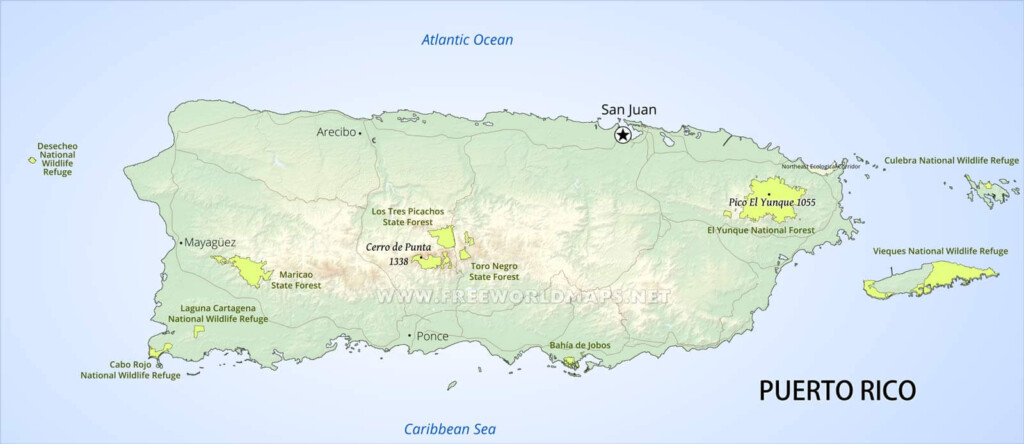 Puerto Rico Physical Map Physical Features Of Puerto Rico 