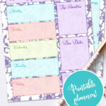 Purple Floral Work Planner Printable Daily Planner Weekly Schedule