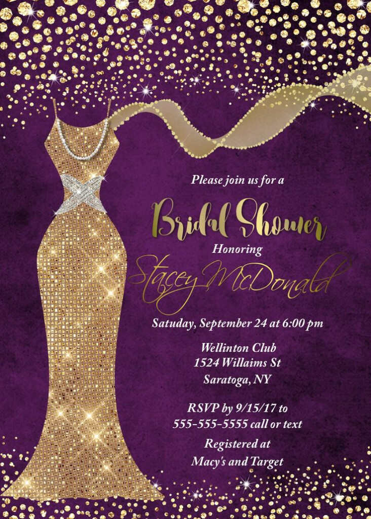 Purple Gold Bridal Shower Invitation Unique Shower Gold Etsy Gold 