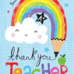 Rainbow Pencil Thank You Card For Teacher Greetings Island Happy