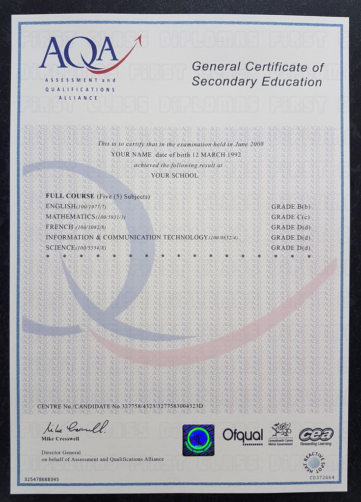Realistic GCSE Certificate Template Free Worldwide Delivery Please