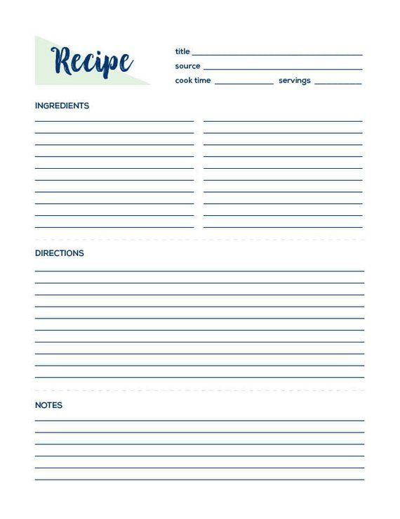 Recipe Page Recipe Printable Recipe Card Recipe Template Recipe