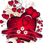 Red Hearts And Ribbons Vector Card Free Download