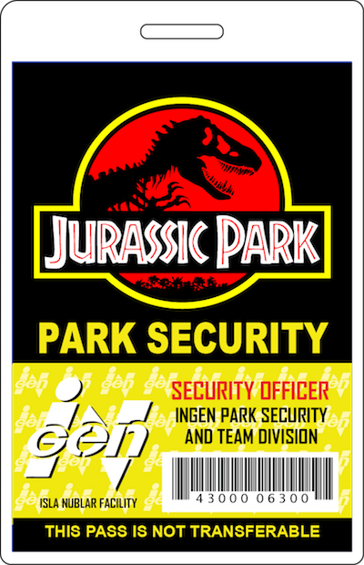 Reference ID Badges Jurassic Park Motor Pool JPMotorpool 
