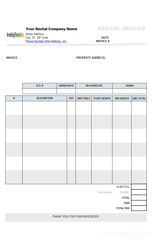 Rental Invoice Template Word Invoice Template Ideas