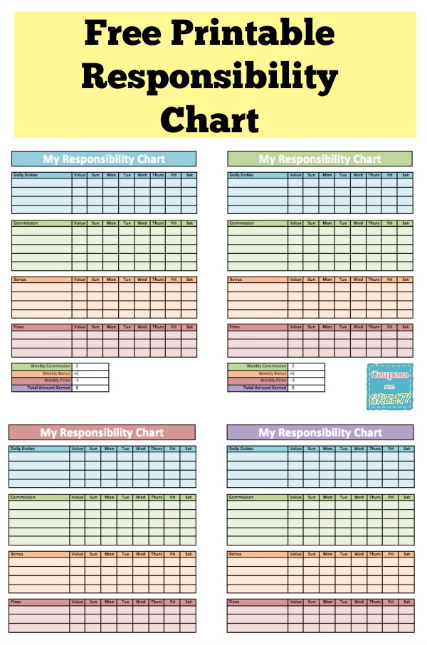 Responsibility And Chore Chart For Kids With Printable Chore Chart