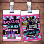 Retro Neon VIP PASS Backstage Pass Vip Invitation By LyonsPrints