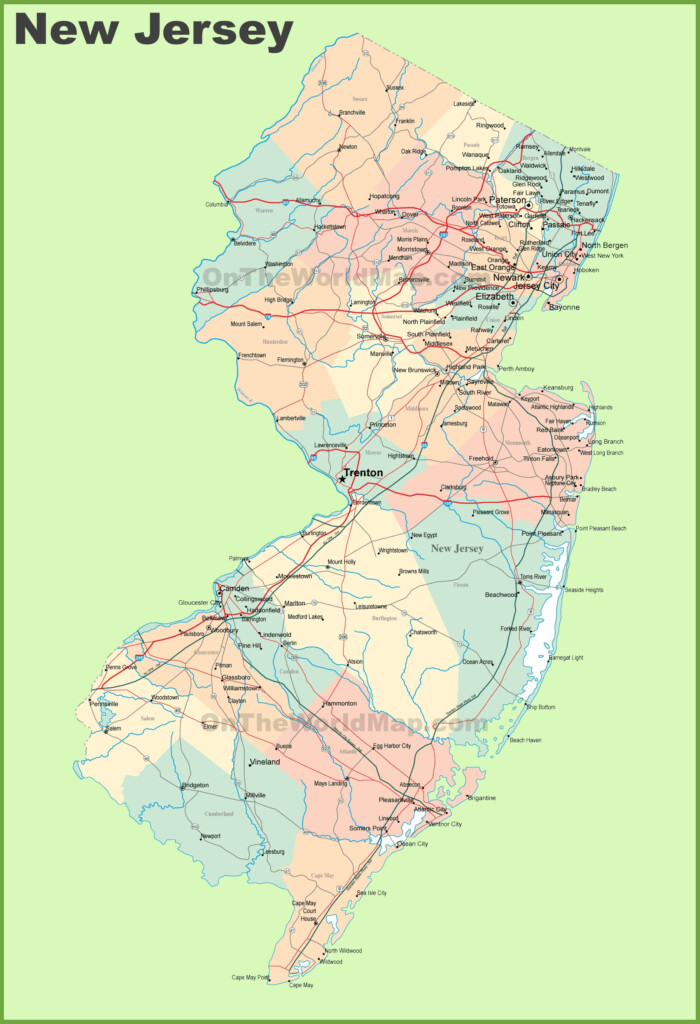 Road Map Of New Jersey With Cities