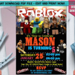 Roblox Invitation Digital Roblox Birthday Invitation Roblox Etsy