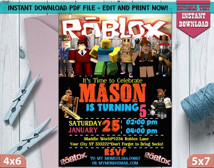 Roblox Invitation Digital Roblox Birthday Invitation Roblox Etsy