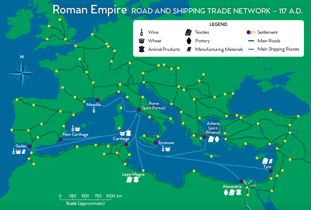 Roman Empire Road And Trade Network National Geographic Society